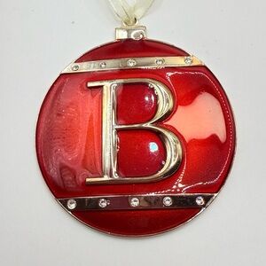 Harvey Lewis Red Monogram Letter B Christmas Ornament with Swarovski Crystals